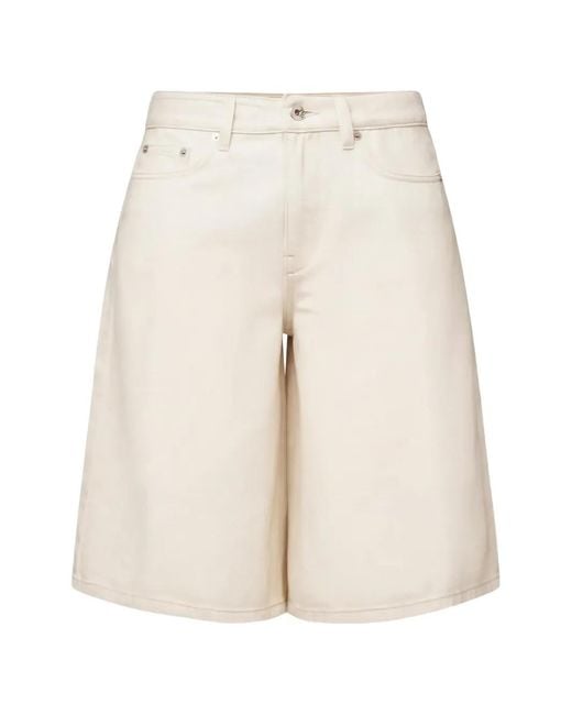 Drykorn White None Logo-Patch Denim Shorts