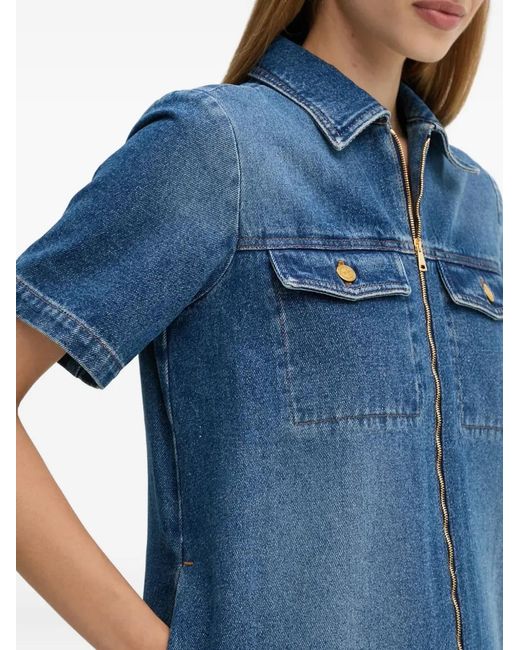 A.P.C. Blue Zip-Front Pocket Denim Mini Dress