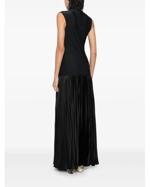 ALAINPAUL Black Sleeveless Pleat-Detail Evening Dress