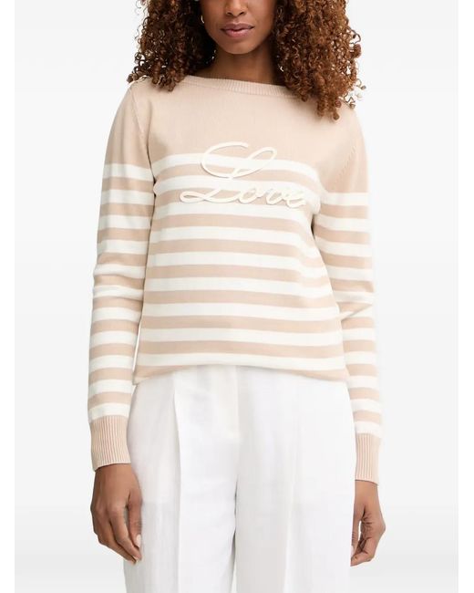 Morgan Natural Striped Button-Detail Sweater