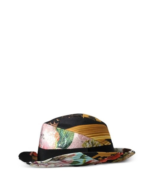 Dolce & Gabbana Black Patchwork Wide-Brim Fedora