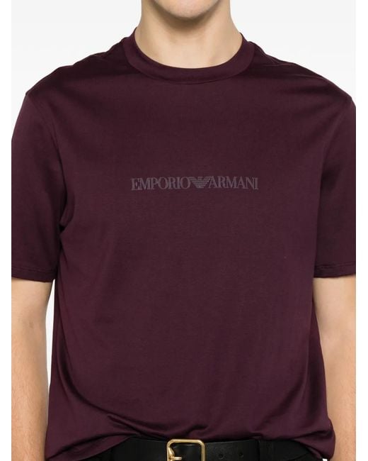 Emporio Armani Purple Logo-Print T-Shirt for men