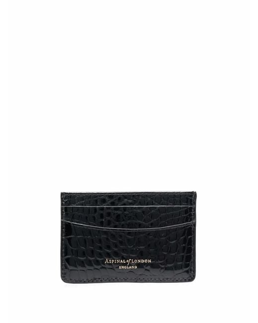 Aspinal Black Croc-Effect Cardholder
