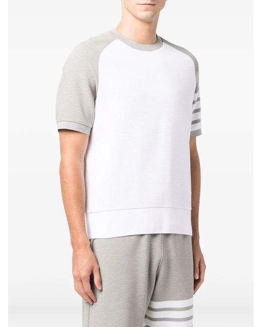 Thom Browne White 4-Bar Stripe T-Shirt for men