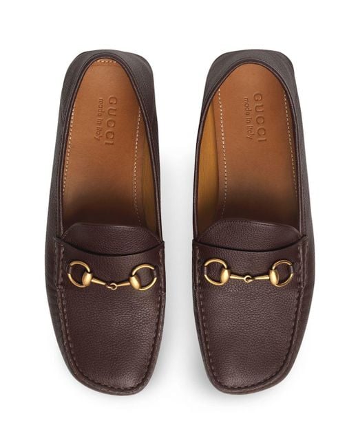 gucci leather driver with horsebit