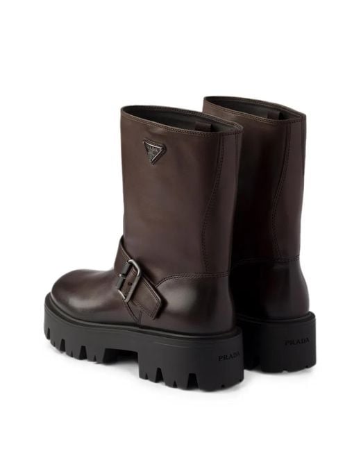 Prada Brown Leather Booties