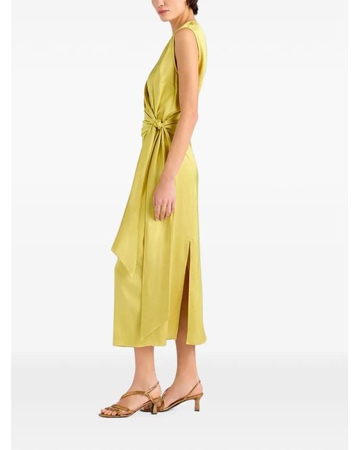 Momoní Green Roca Draped Satin Midi Dress