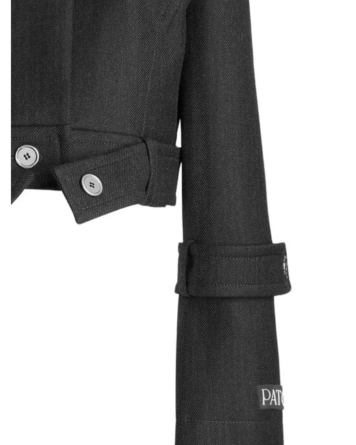 Patou Black Jacke Mit Gürtel Und Breitem Revers