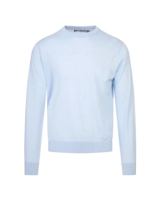 Canali Blue Crew-Neck Long-Sleeve Sweater for men