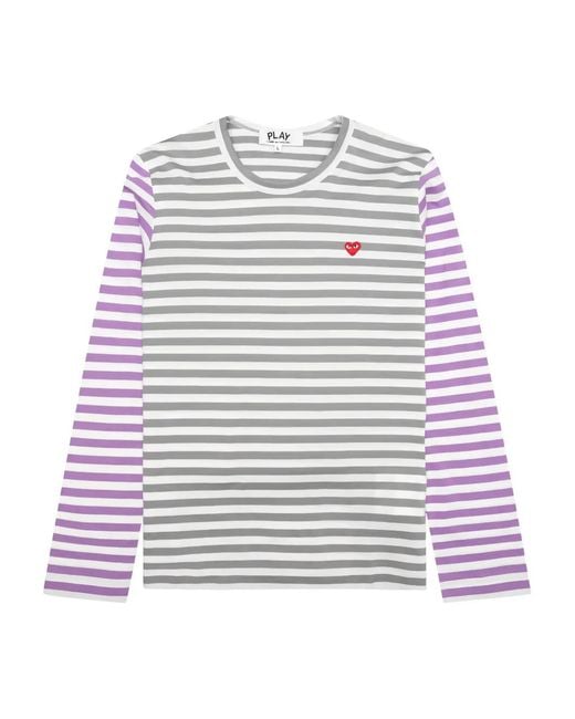 COMME DES GARÇONS PLAY White Striped Long-Sleeve T-Shirt