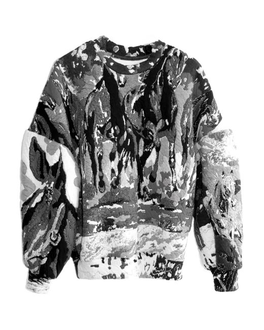 Anntian Black Greyscale Jacquard Sweatshirt