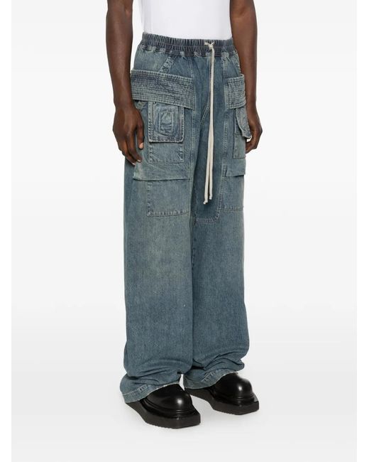 Rick Owens Blue Creatch Wide Cargo Drawstring for men