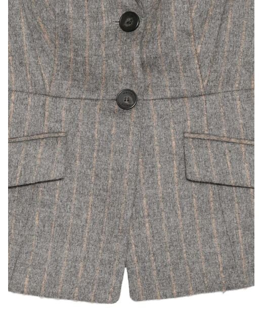 Erdem Gray Striped Single-Breasted Blazer