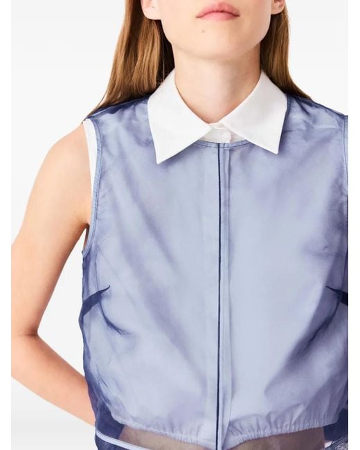 Maje Blue X Blanca Miró Organza-Overlay Sleeveless Shirt
