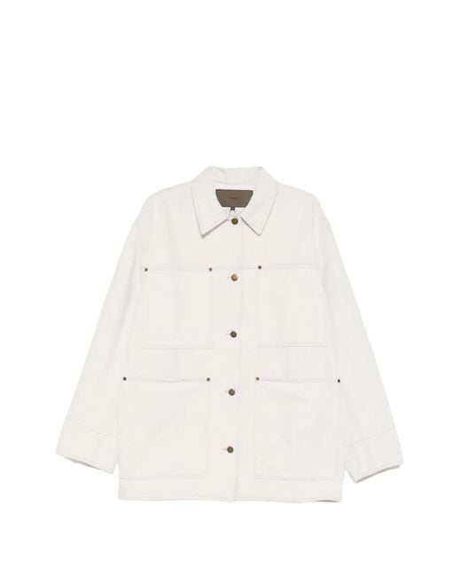 Soeur White Hija Front-Pocket Denim Jacket