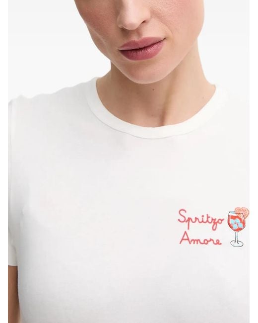 Mc2 Saint Barth White Embroidered T-Shirt
