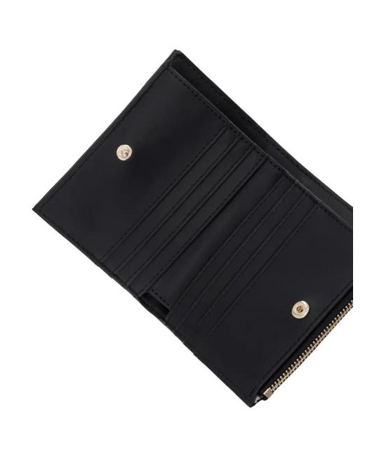 Twinset Black Logo-Plaque Pebbled Wallet