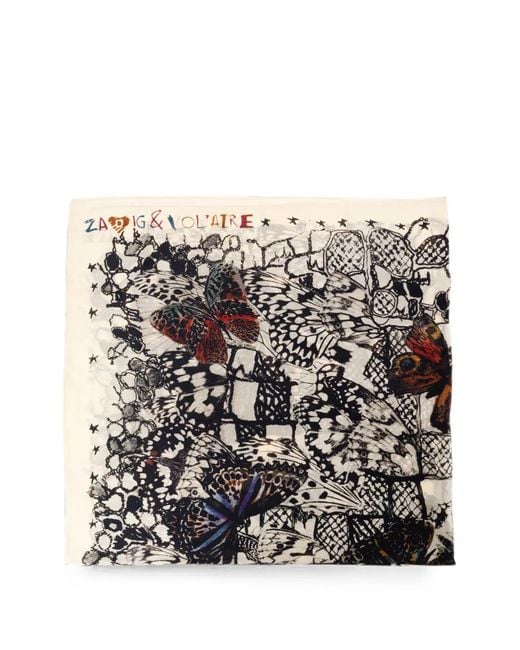 Zadig & Voltaire Multicolor Blondie Butterfly Lace 130 Scarf