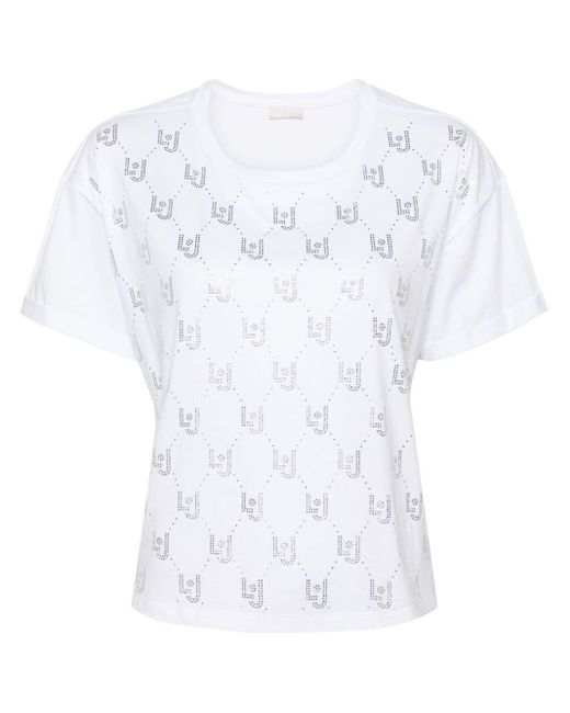 Liu Jo White Logo-embellished Cotton T-shirt