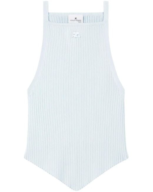 Courreges Pointy Ribgebreide Tanktop in het White