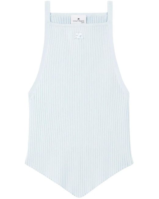 Courreges White Pointy Rib-Knit Tank Top