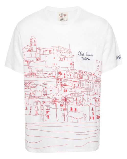T-shirt con stampa Old Town di Mc2 Saint Barth in White da Uomo