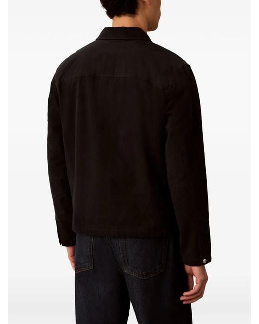 Calvin Klein Black Logo-Patch Zip-Up Shirt Jacket for men