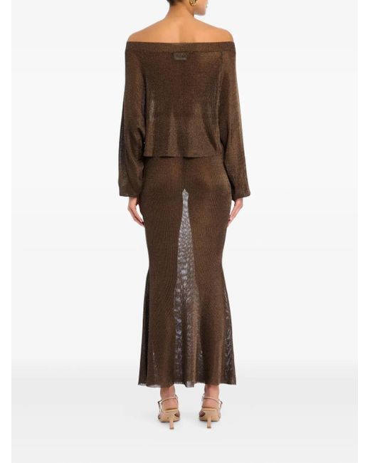 SER.O.YA Brown Felicity Metallic Knitted Top
