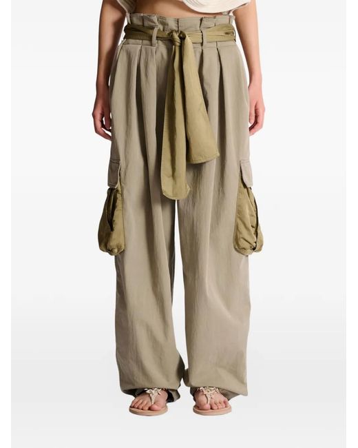 Balmain Natural High-Waisted Cargo Pants