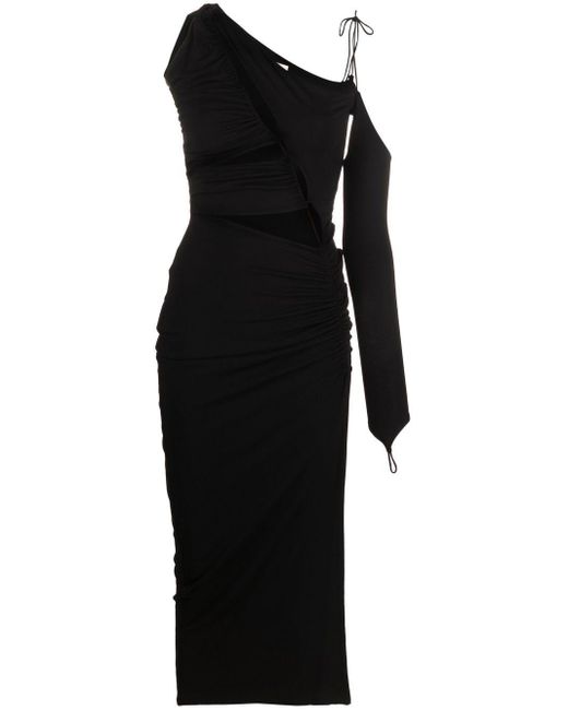 MANURI Black Giuly 2.3 Detachable-sleeve Midi Dress