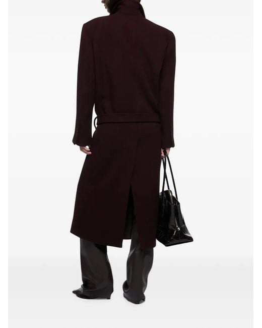 The Attico Red Belted Twill-Wool Coat