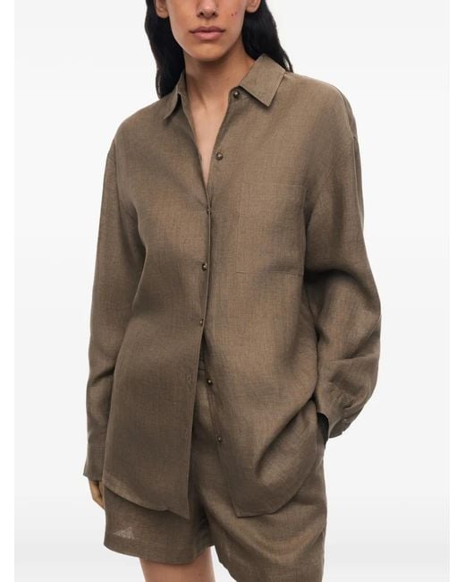 12 STOREEZ Brown Patch-Pocket Shirt