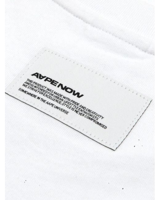 Aape By A Bathing Ape White Logo-Patch T-Shirt for men