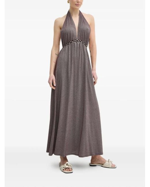 Twinset Women's Brown Halterneck Maixi Dress