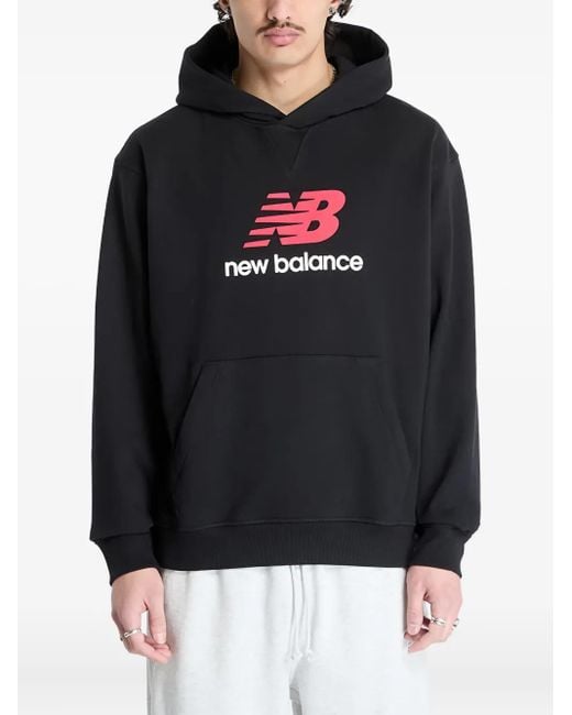 New Balance Black Logo French-Terry Hoodie for men