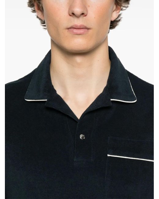 Moncler Black Textured Polo Shirt for men