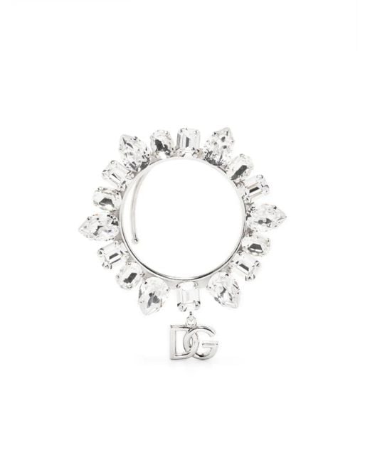 Dolce & Gabbana White Rhinestone-Embellished Ear Cuff