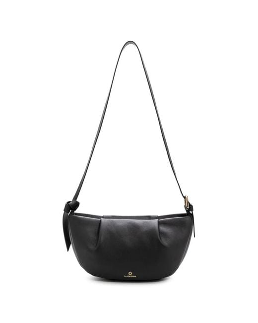 La Portegna Black Claudia Leather Shoulder Bag