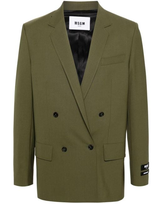 MSGM Green Double-breasted Blazer for men
