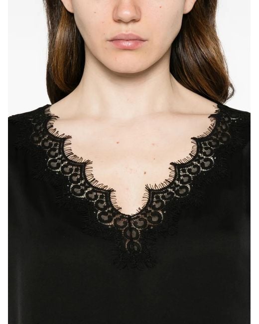 Margittes Black V-Neck Blouse