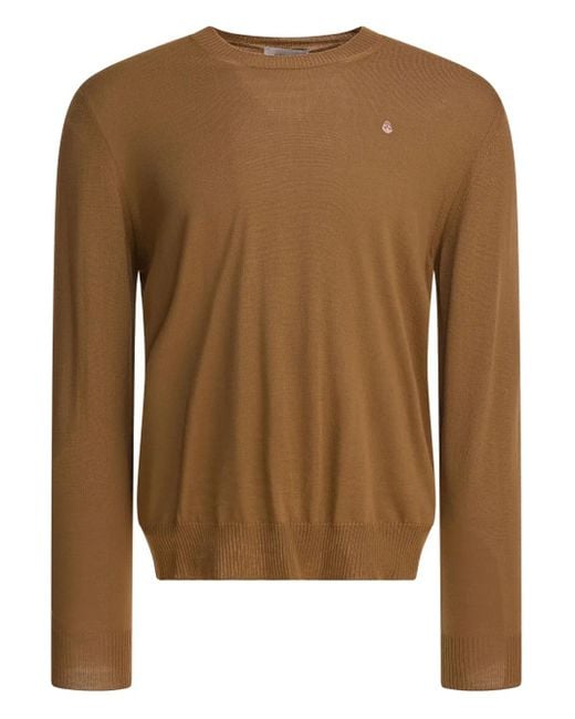 McQueen Brown Crew-Neck Wool Sweater for men
