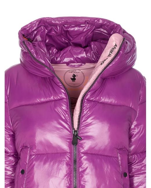 Save The Duck Purple Padded Hooded Jacket