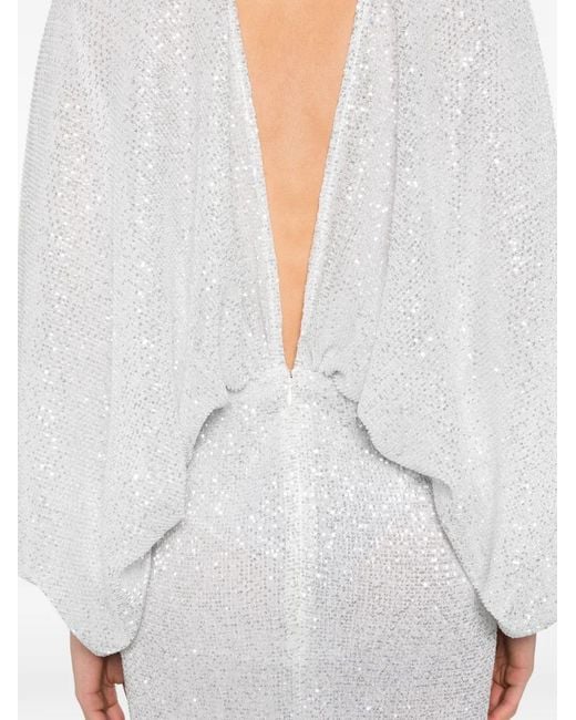 L'idée White Paradiso Sequin-Embellished Dress