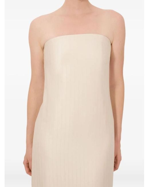Loulou de Saison White Giulia Striped Bustier Midi Dress