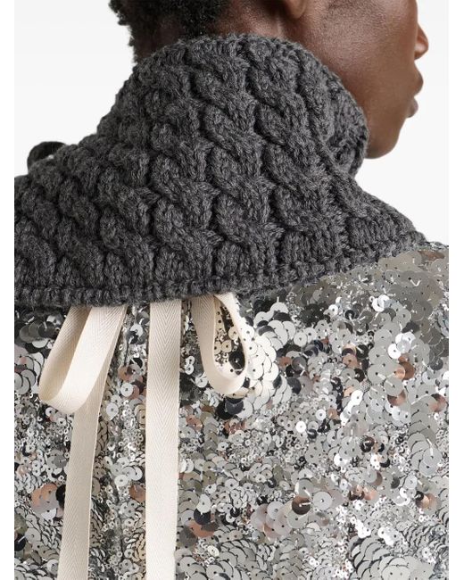 Prada Black Cable-Knit Wool Collar