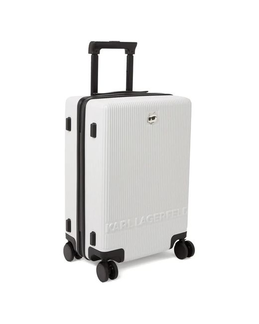 Karl Lagerfeld White Ikon Choupette Logo-Embossed Hard Luggage