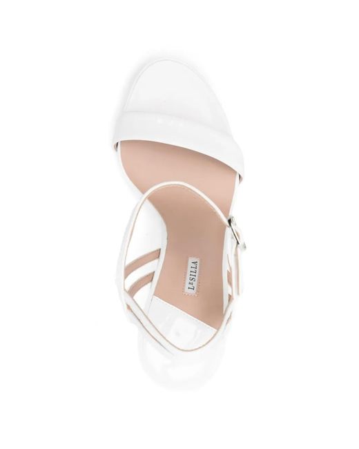 Le Silla White Gwen Heeled Sandals