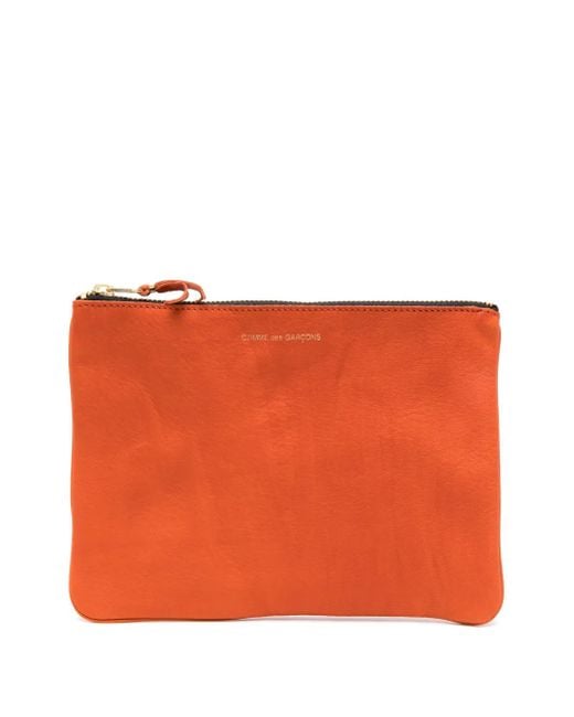 Comme des Garçons ジップアップ レザークラッチバッグ Orange