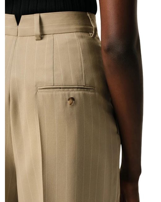 AMI Natural New Wool High Waist Wide Trousers