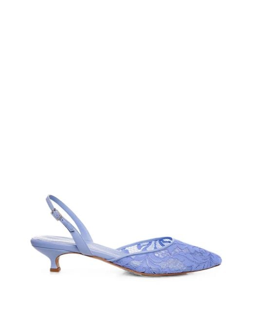 Ginissima Blue Ines Lace Slingback Pumps